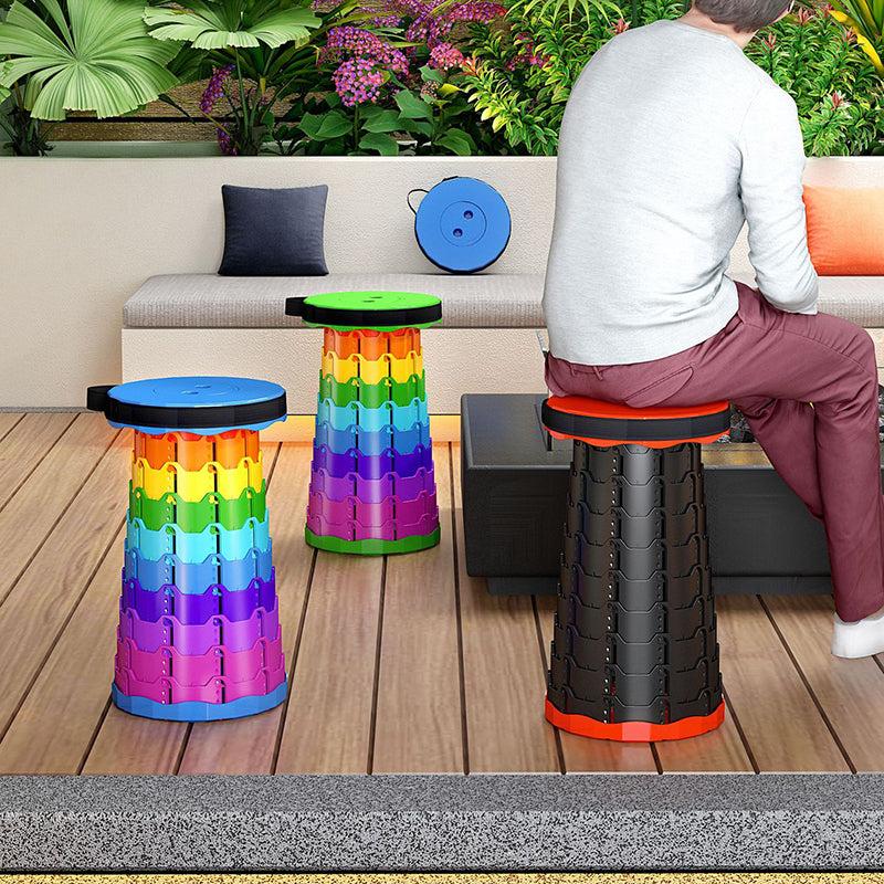 Modern Minimalist Cylindrical PP Extendable Folding Stool For Outdoor