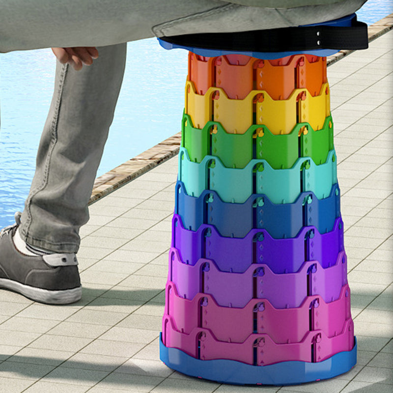 Modern Minimalist Cylindrical PP Extendable Folding Stool For Outdoor