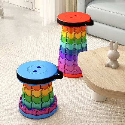 Modern Minimalist Cylindrical PP Extendable Folding Stool For Outdoor