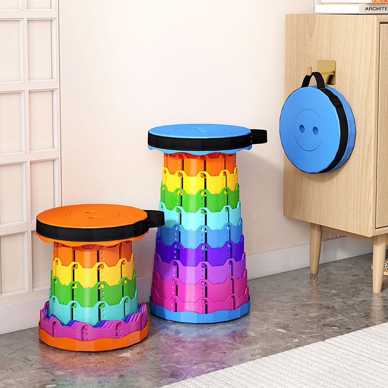 Modern Minimalist Cylindrical PP Extendable Folding Stool For Outdoor