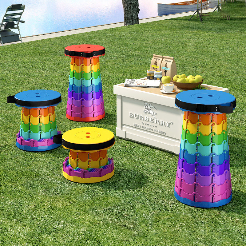 Modern Minimalist Cylindrical PP Extendable Folding Stool For Outdoor
