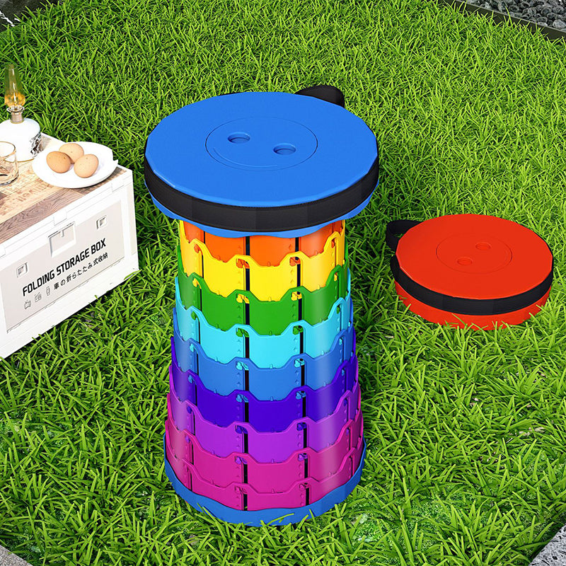 Modern Minimalist Cylindrical PP Extendable Folding Stool For Outdoor