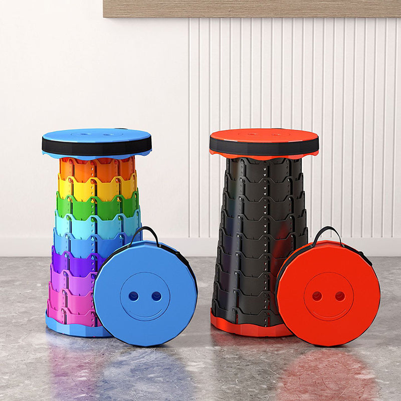 Modern Minimalist Cylindrical PP Extendable Folding Stool For Outdoor