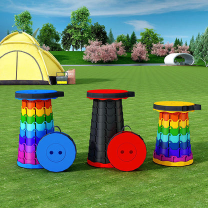 Modern Minimalist Cylindrical PP Extendable Folding Stool For Outdoor