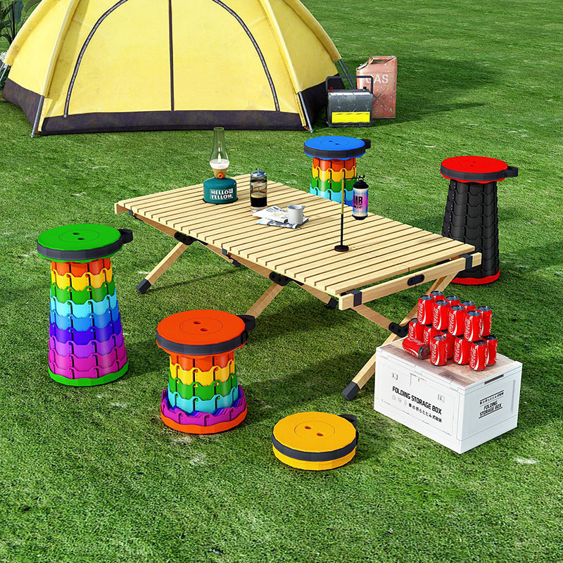 Modern Minimalist Cylindrical PP Extendable Folding Stool For Outdoor