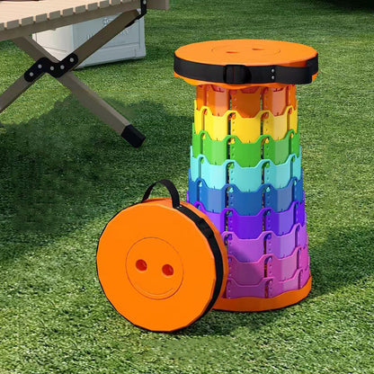 Modern Minimalist Cylindrical PP Extendable Folding Stool For Outdoor
