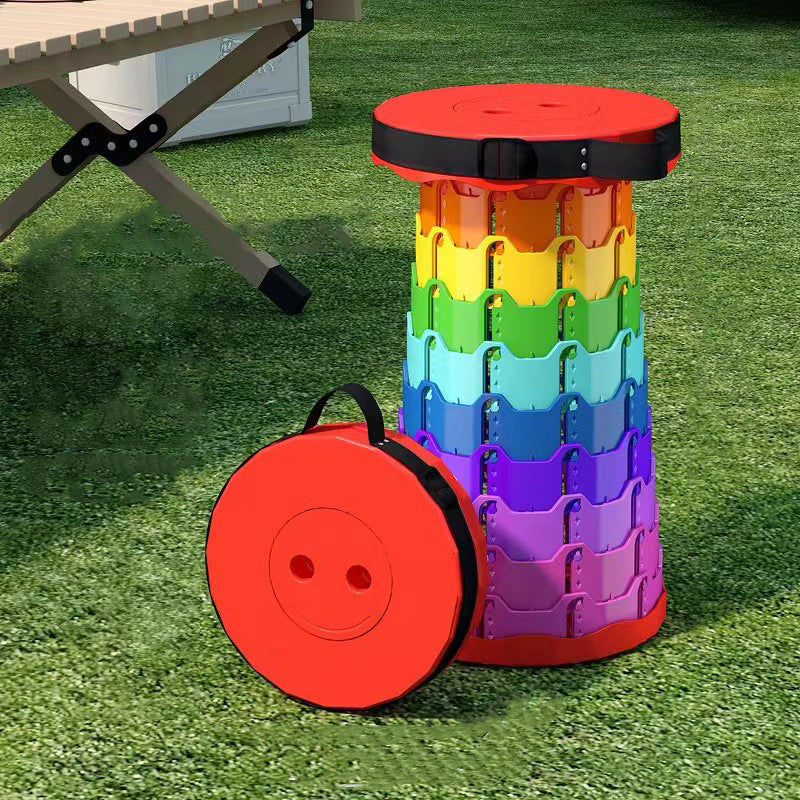 Modern Minimalist Cylindrical PP Extendable Folding Stool For Outdoor