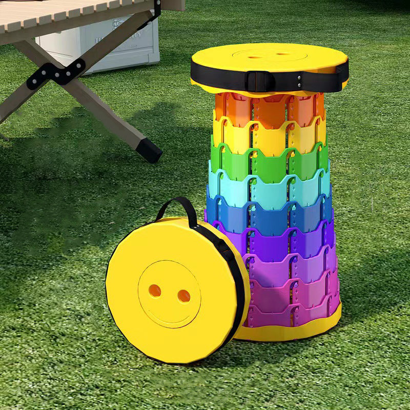 Modern Minimalist Cylindrical PP Extendable Folding Stool For Outdoor