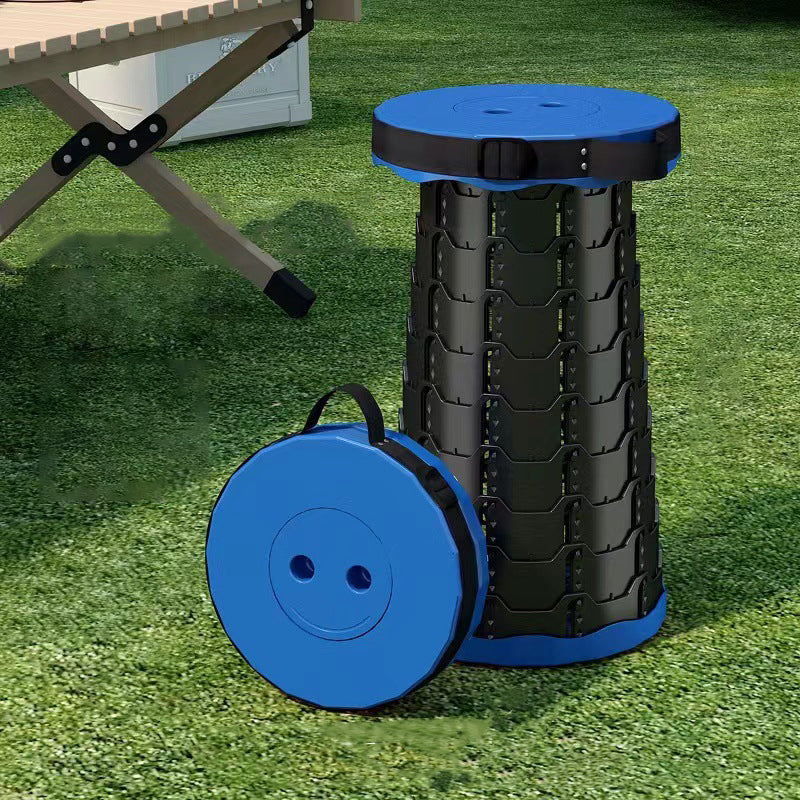Modern Minimalist Cylindrical PP Extendable Folding Stool For Outdoor