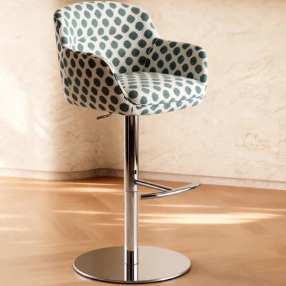 Modern Minimalist Curved Fabric Eco-Leather Stainless Steel Bar Stool Backrest Armrest For Dining Room & Kitchen