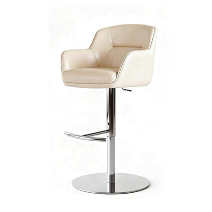 Modern Minimalist Curved Fabric Eco-Leather Stainless Steel Bar Stool Backrest Armrest For Dining Room & Kitchen