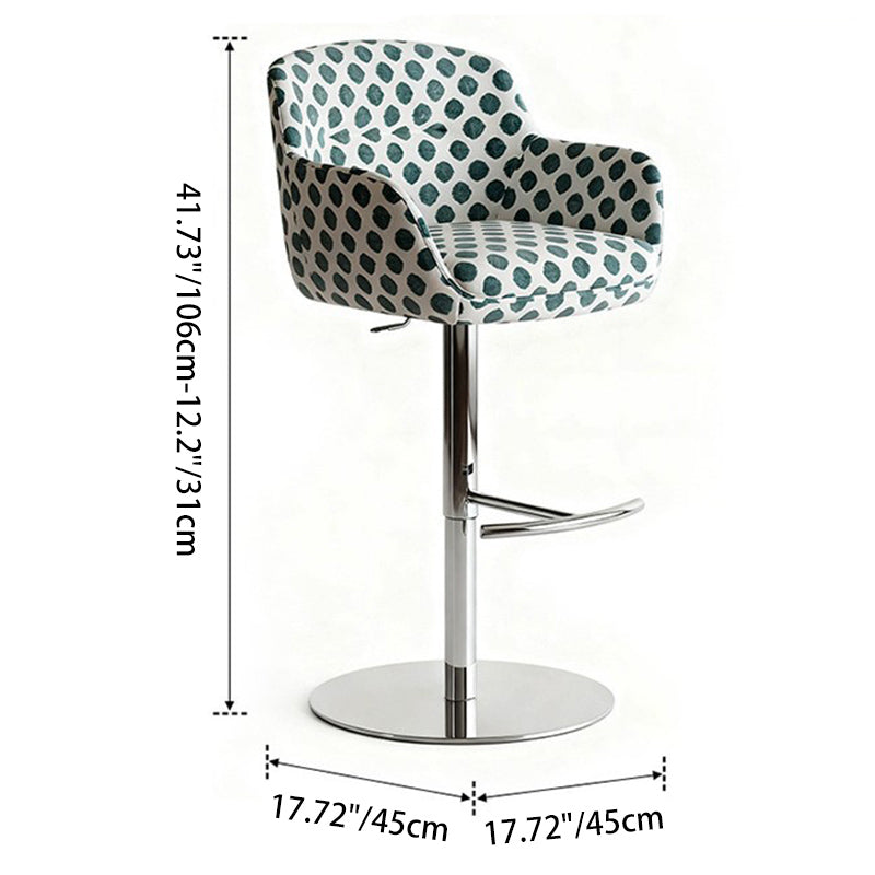 Modern Minimalist Curved Fabric Eco-Leather Stainless Steel Bar Stool Backrest Armrest For Dining Room & Kitchen