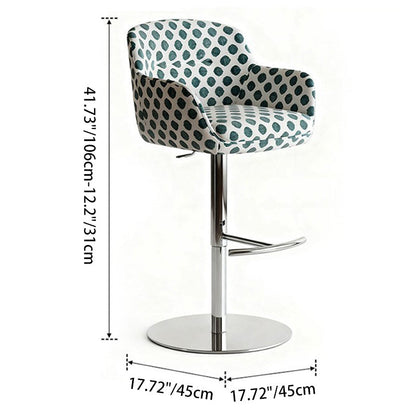 Modern Minimalist Curved Fabric Eco-Leather Stainless Steel Bar Stool Backrest Armrest For Dining Room & Kitchen