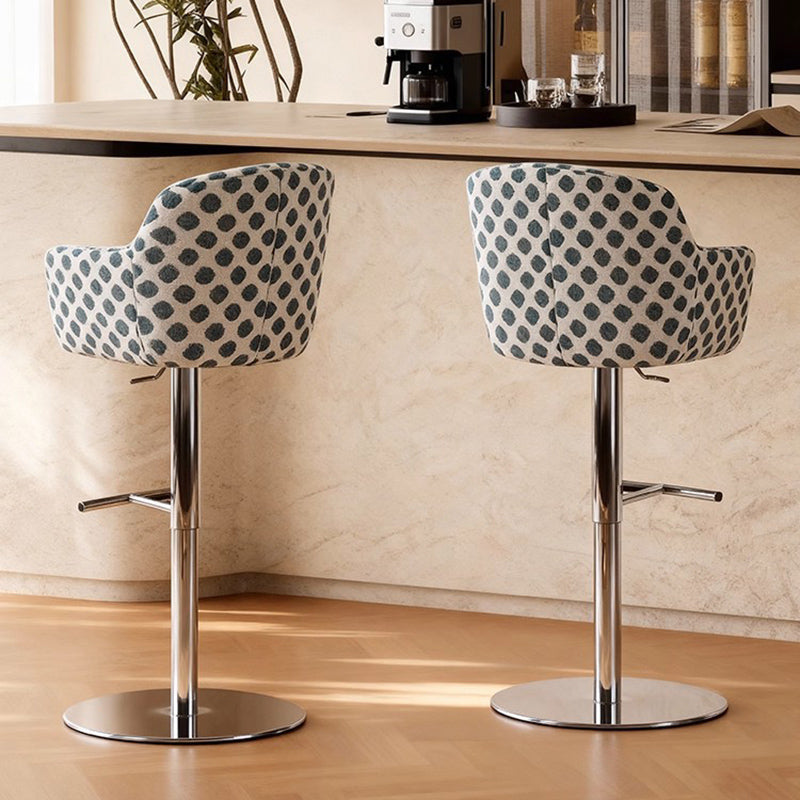 Modern Minimalist Curved Fabric Eco-Leather Stainless Steel Bar Stool Backrest Armrest For Dining Room & Kitchen