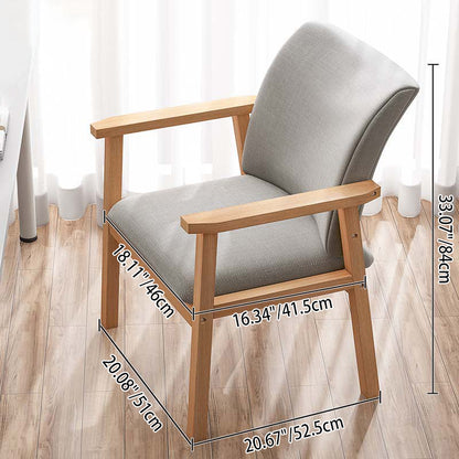 Modern Minimalist Rectangular Fabric Rubberwood Accent Chair Backrest Armrest For Living Room