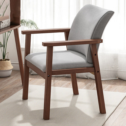 Modern Minimalist Rectangular Fabric Rubberwood Accent Chair Backrest Armrest For Living Room