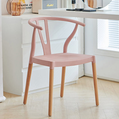 Modern Minimalist Curved PP Beech Wood Dining Chair Backrest Armless For Dining Room & Kitchen