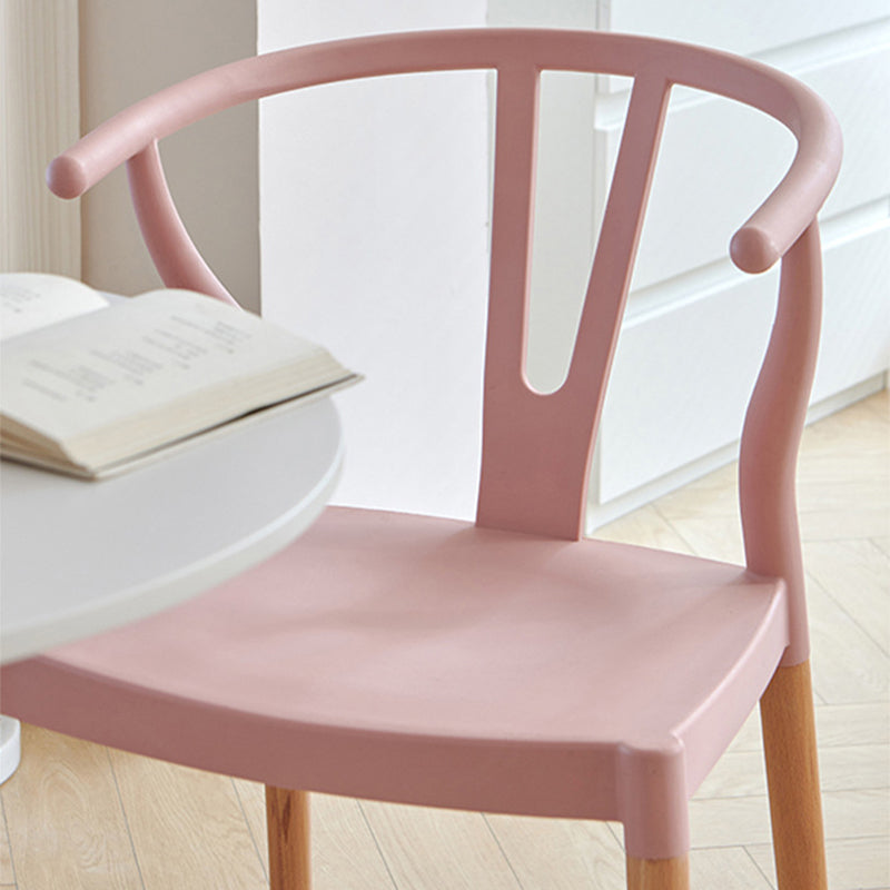 Modern Minimalist Curved PP Beech Wood Dining Chair Backrest Armless For Dining Room & Kitchen