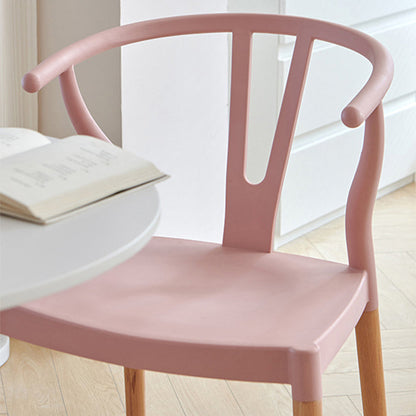 Modern Minimalist Curved PP Beech Wood Dining Chair Backrest Armless For Dining Room & Kitchen