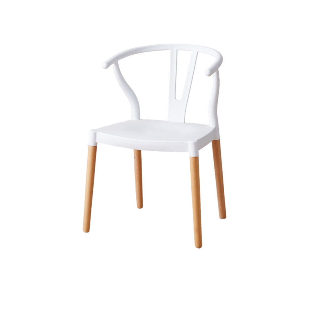 Modern Minimalist Curved PP Beech Wood Dining Chair Backrest Armless For Dining Room & Kitchen