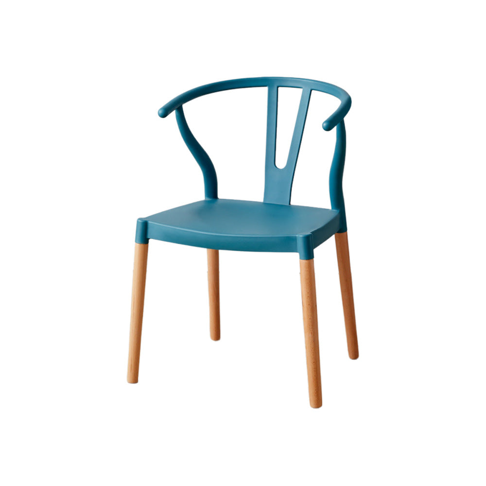 Modern Minimalist Curved PP Beech Wood Dining Chair Backrest Armless For Dining Room & Kitchen