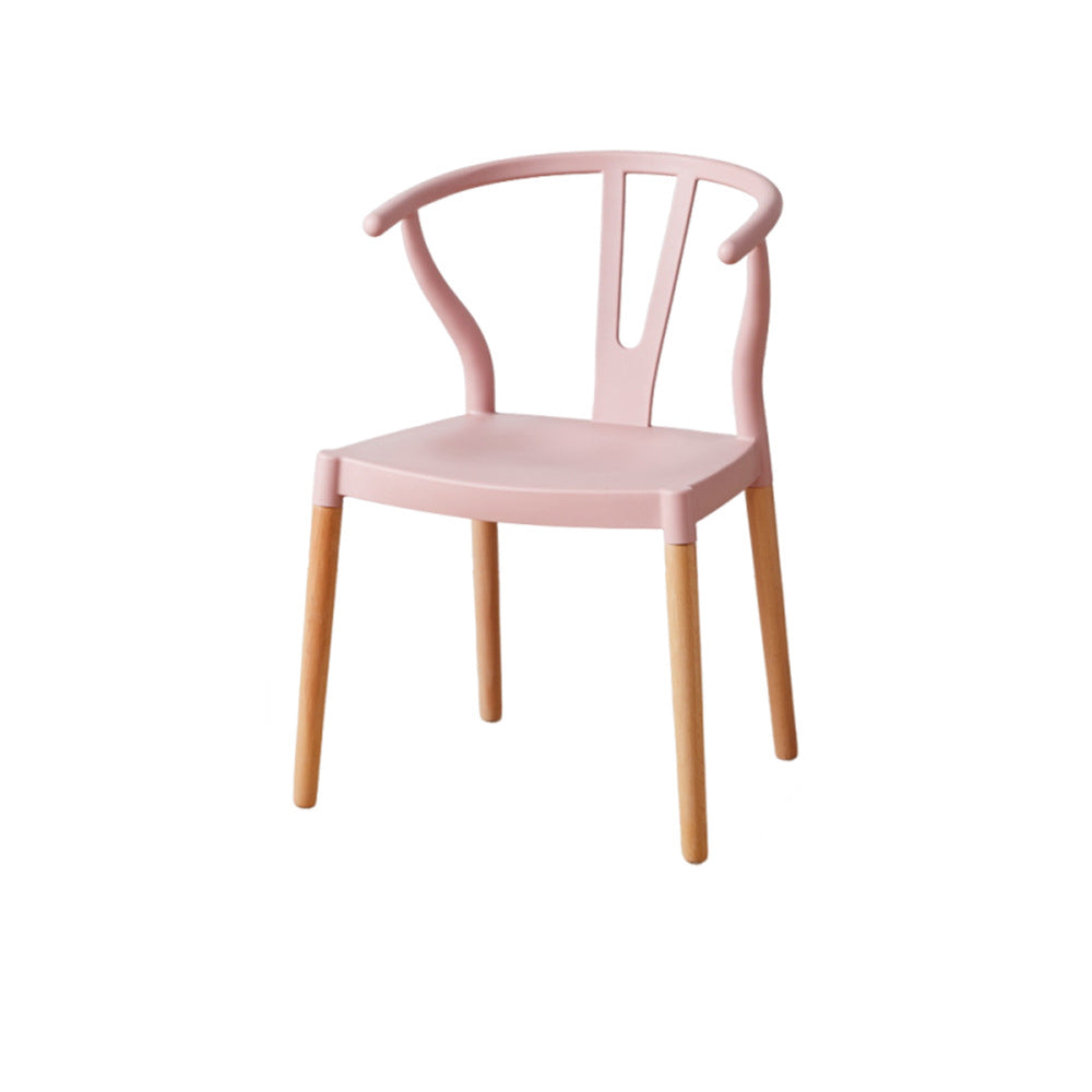 Modern Minimalist Curved PP Beech Wood Dining Chair Backrest Armless For Dining Room & Kitchen