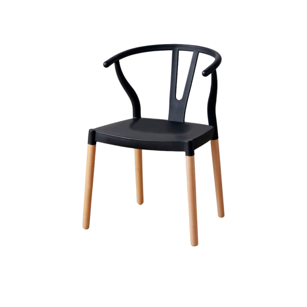 Modern Minimalist Curved PP Beech Wood Dining Chair Backrest Armless For Dining Room & Kitchen