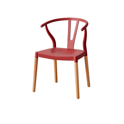 Modern Minimalist Curved PP Beech Wood Dining Chair Backrest Armless For Dining Room & Kitchen