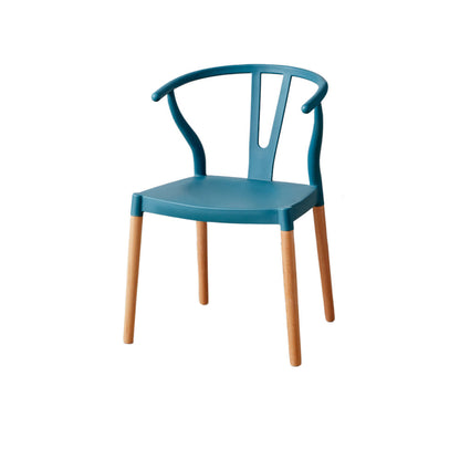 Modern Minimalist Curved PP Beech Wood Dining Chair Backrest Armless For Dining Room & Kitchen