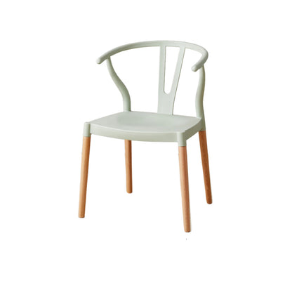 Modern Minimalist Curved PP Beech Wood Dining Chair Backrest Armless For Dining Room & Kitchen