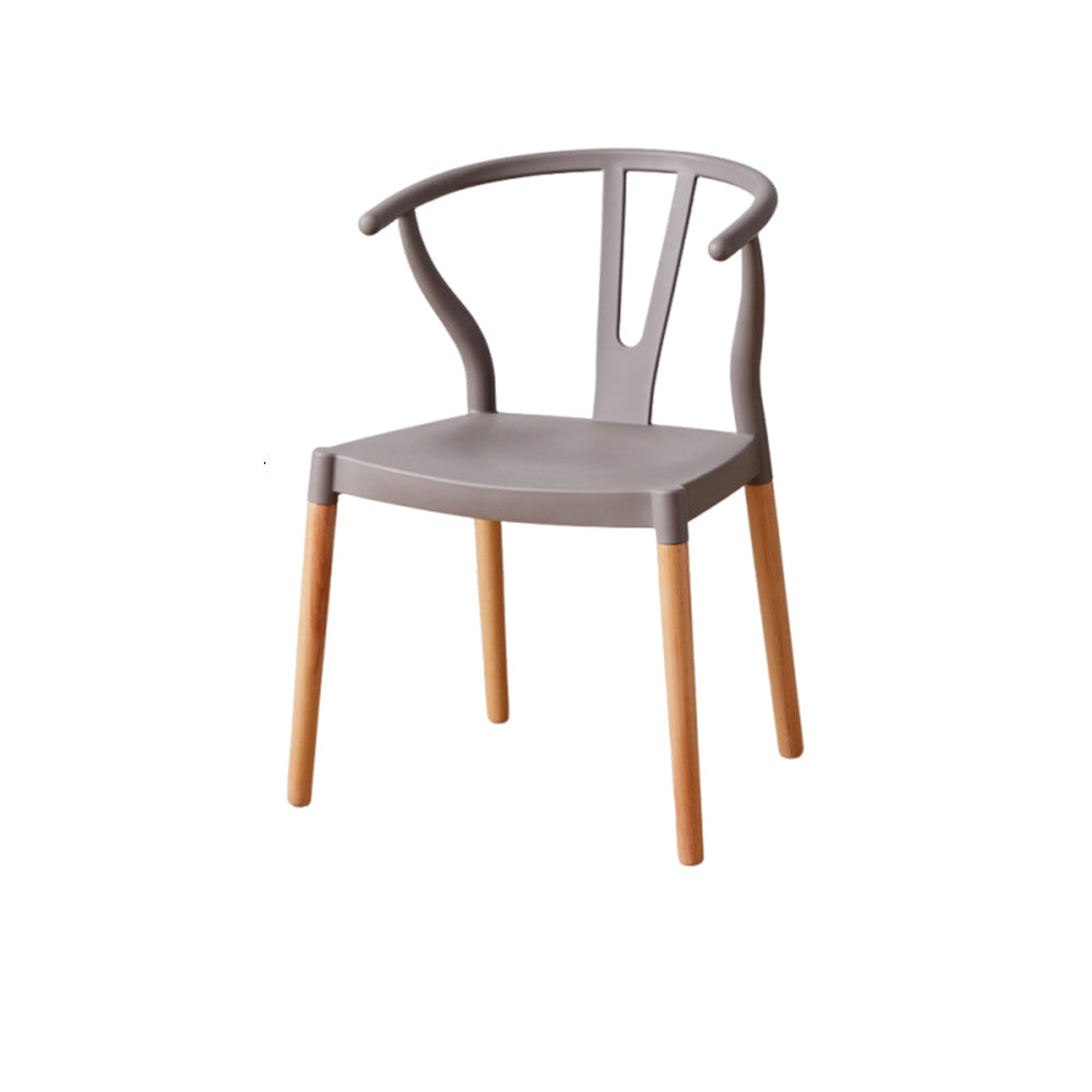 Modern Minimalist Curved PP Beech Wood Dining Chair Backrest Armless For Dining Room & Kitchen
