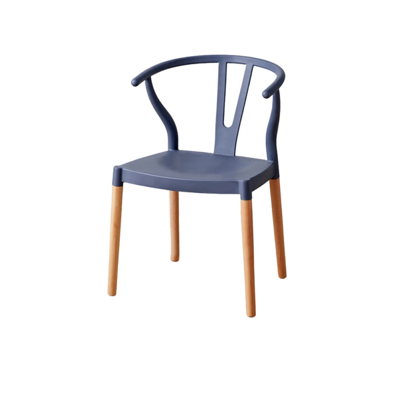 Modern Minimalist Curved PP Beech Wood Dining Chair Backrest Armless For Dining Room & Kitchen