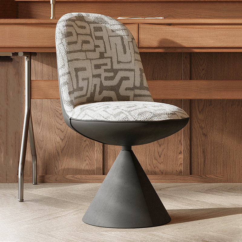 Modern Minimalist Curved Conical Jacquard Fabric Carbon Steel Vanity Stool Backrest Armless For Bedroom