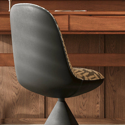 Modern Minimalist Curved Conical Jacquard Fabric Carbon Steel Vanity Stool Backrest Armless For Bedroom