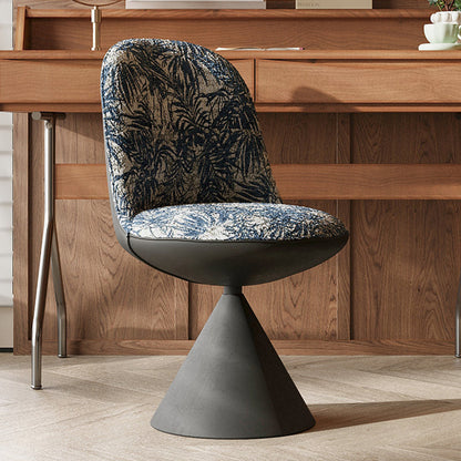 Modern Minimalist Curved Conical Jacquard Fabric Carbon Steel Vanity Stool Backrest Armless For Bedroom