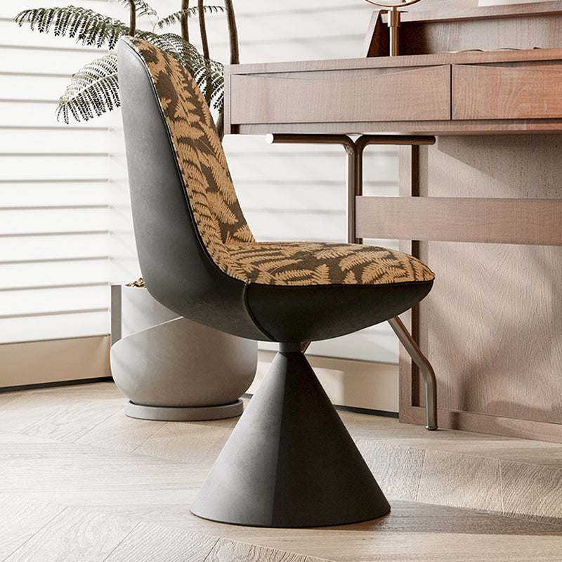 Modern Minimalist Curved Conical Jacquard Fabric Carbon Steel Vanity Stool Backrest Armless For Bedroom