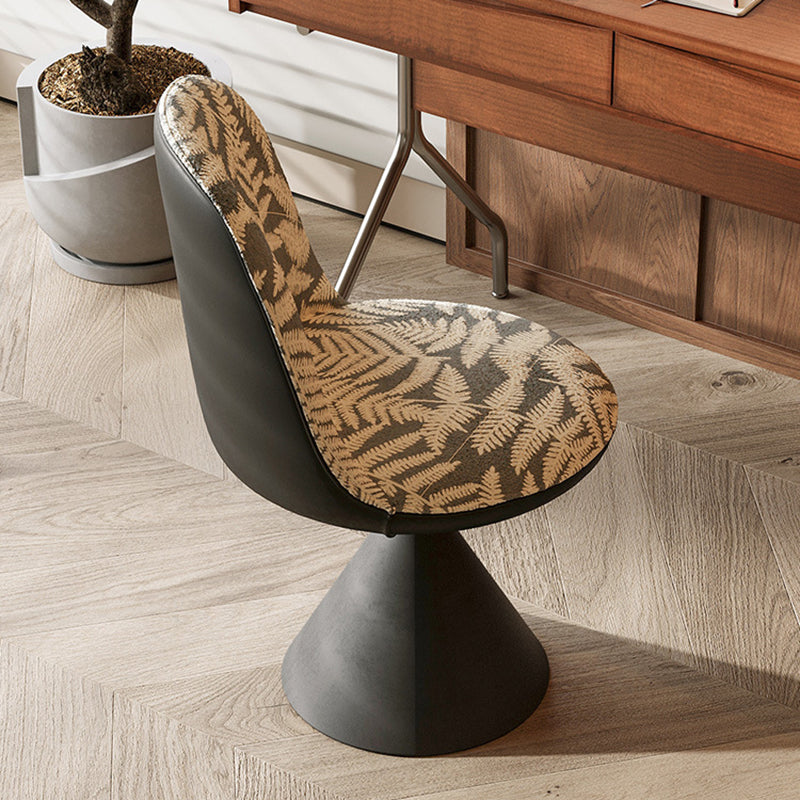 Modern Minimalist Curved Conical Jacquard Fabric Carbon Steel Vanity Stool Backrest Armless For Bedroom