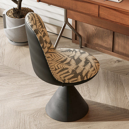 Modern Minimalist Curved Conical Jacquard Fabric Carbon Steel Vanity Stool Backrest Armless For Bedroom