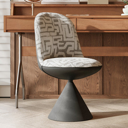 Modern Minimalist Curved Conical Jacquard Fabric Carbon Steel Vanity Stool Backrest Armless For Bedroom