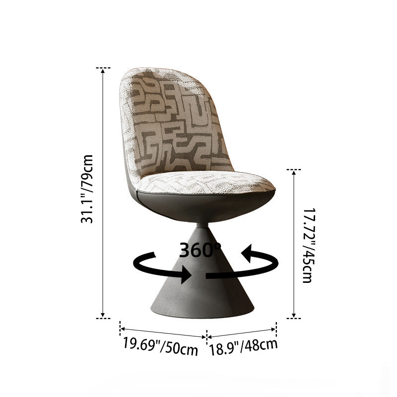 Modern Minimalist Curved Conical Jacquard Fabric Carbon Steel Vanity Stool Backrest Armless For Bedroom