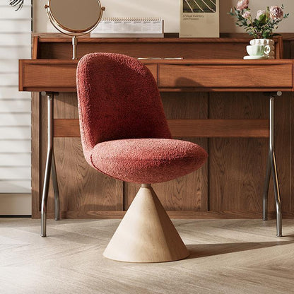 Modern Minimalist Curved Conical Jacquard Fabric Carbon Steel Vanity Stool Backrest Armless For Bedroom