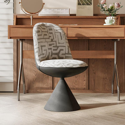 Modern Minimalist Curved Conical Jacquard Fabric Carbon Steel Vanity Stool Backrest Armless For Bedroom