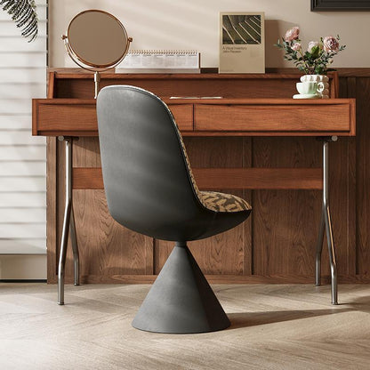 Modern Minimalist Curved Conical Jacquard Fabric Carbon Steel Vanity Stool Backrest Armless For Bedroom