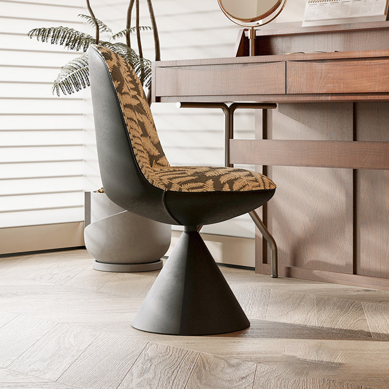 Modern Minimalist Curved Conical Jacquard Fabric Carbon Steel Vanity Stool Backrest Armless For Bedroom