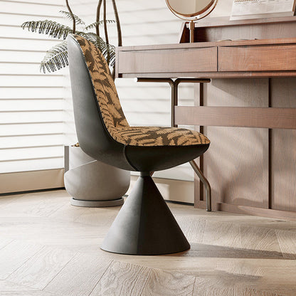 Modern Minimalist Curved Conical Jacquard Fabric Carbon Steel Vanity Stool Backrest Armless For Bedroom