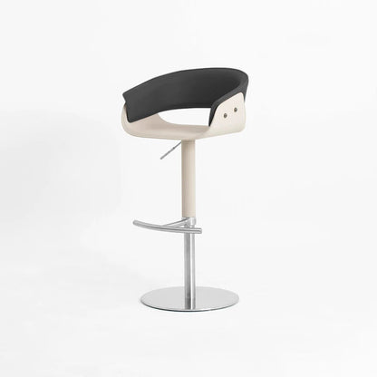 Modern Minimalist Curved Stainless Steel Faux Saddle Leather Bar Stool Backless Armless For Dining Room & Kitchen