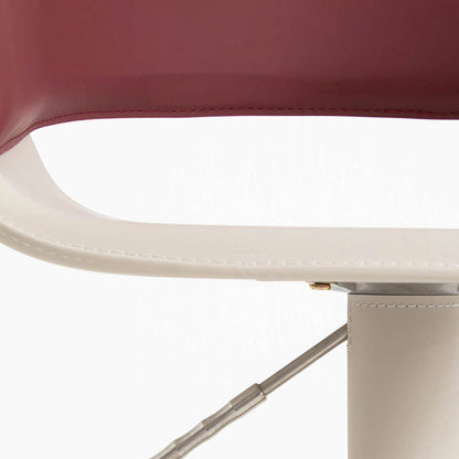 Modern Minimalist Curved Stainless Steel Faux Saddle Leather Bar Stool Backless Armless For Dining Room & Kitchen