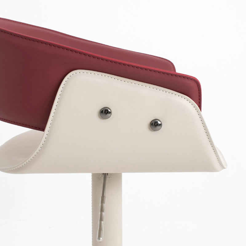 Modern Minimalist Curved Stainless Steel Faux Saddle Leather Bar Stool Backless Armless For Dining Room & Kitchen