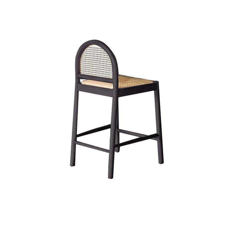 Traditional French Arched Rubberwood Rattan Bar Stool Backrest Armless For Dining Room & Kitchen