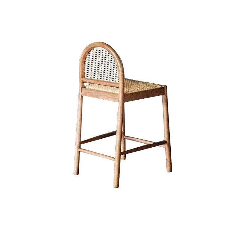 Traditional French Arched Rubberwood Rattan Bar Stool Backrest Armless For Dining Room & Kitchen